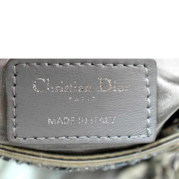 CHRISTIAN DIOR Mini Lady Dior Crystal Embellished Satin Shoulder Bag Gray