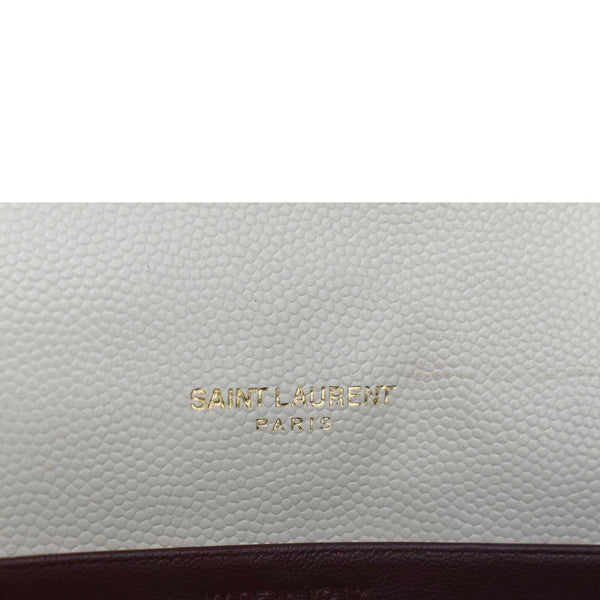 YVES SAINT LAURENT Cassandra Grain De Poudre Embossed Flap Crossbody Bag White