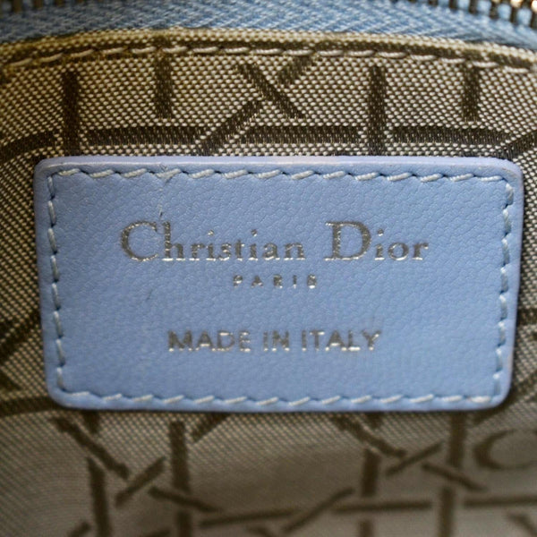 CHRISTIAN DIOR Mini Lady Dior Cannage Lambskin Leather Shoulder Bag Blue
