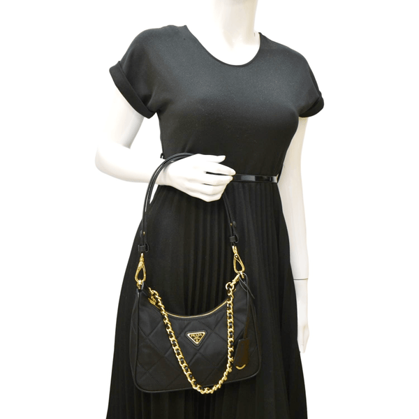 PRADA Re-Edition 1995 Re-Nylon Chain Shoulder Bag Black