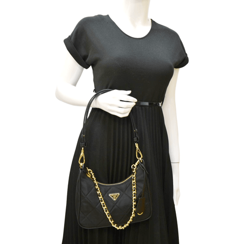 PRADA Re-Edition 1995 Re-Nylon Chain Shoulder Bag Black