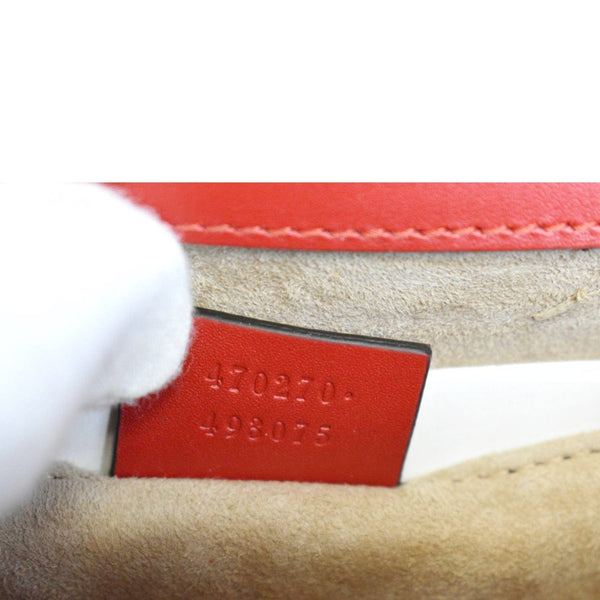 GUCCI Sylvie Mini Leather Top Handle Crossbody Bag Hibiscus Red 470270