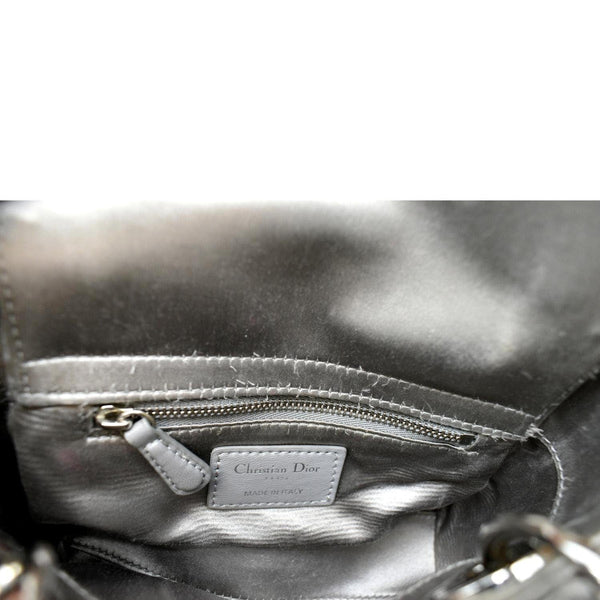 CHRISTIAN DIOR Mini Lady Dior Crystal Embellished Satin Shoulder Bag Gray