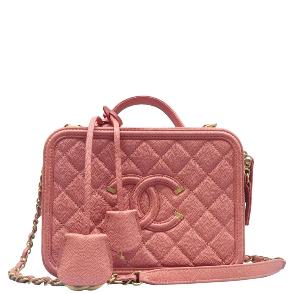 CHANEL Vanity Case Filigree CC Medium Caviar Quilted Shoulder Bag Pink - Main Image