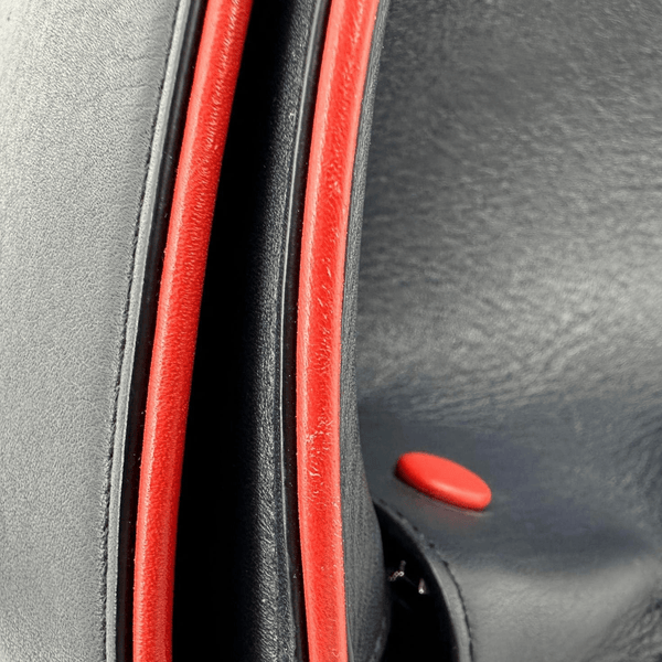 CELINE Trapeze Small 2way Leather Tote Shoulder Bag Blue