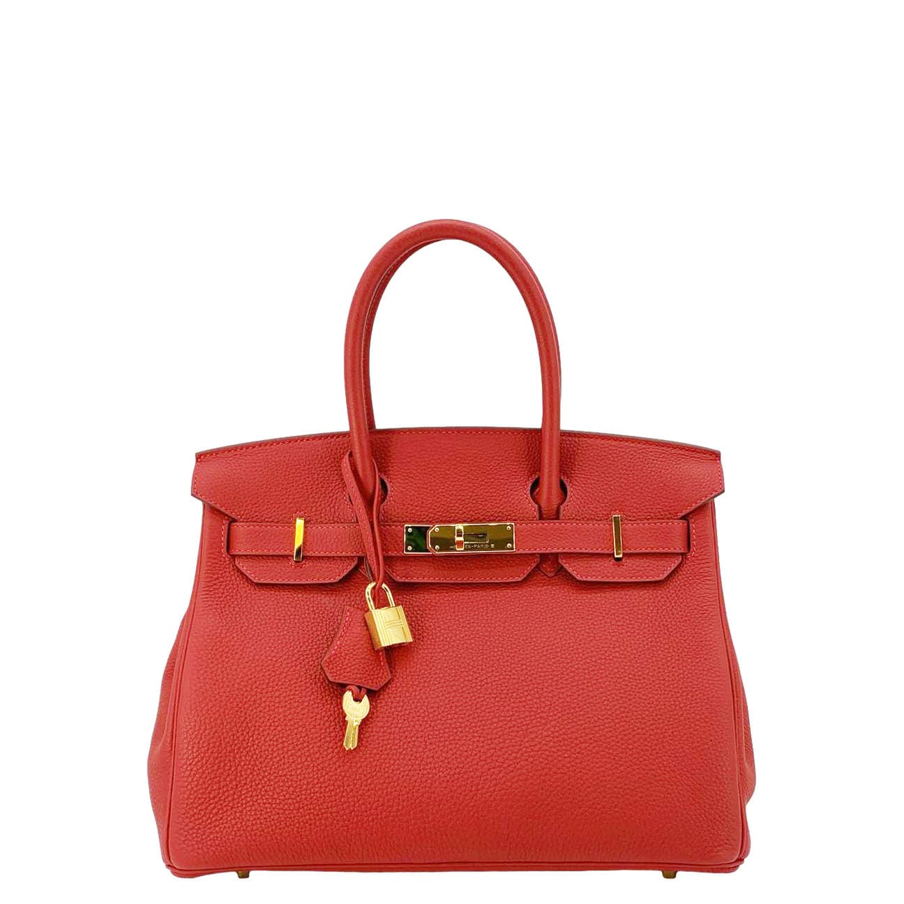 HERMES Birkin 30 Togo Leather Tote Bag Red 2020