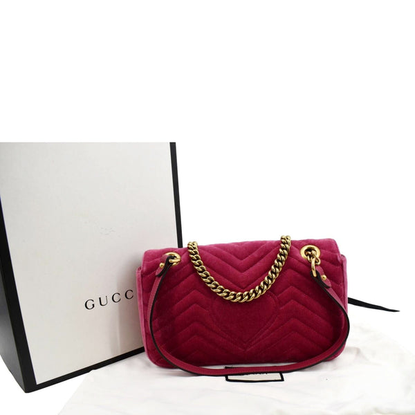 GUCCI GG Marmont Velvet Small Crossbody Bag Pink 443497