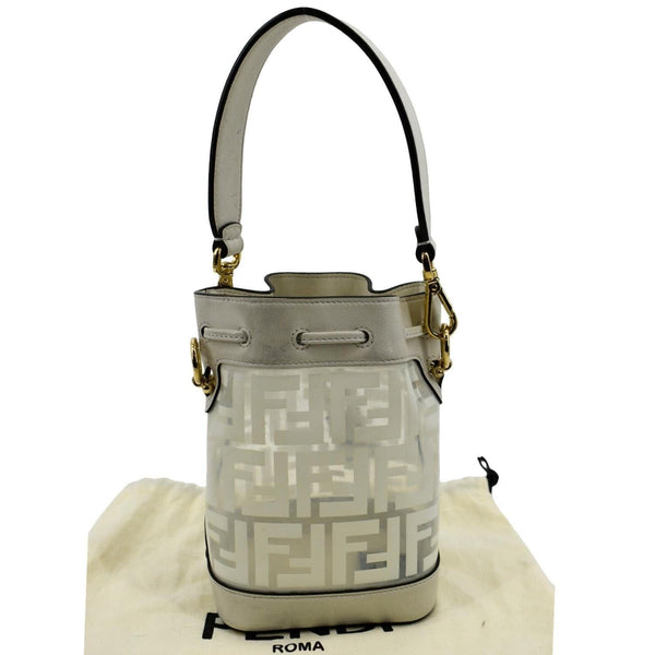 FENDI Mon Tresor Drawstring FF PVC Leather Bucket Bag White