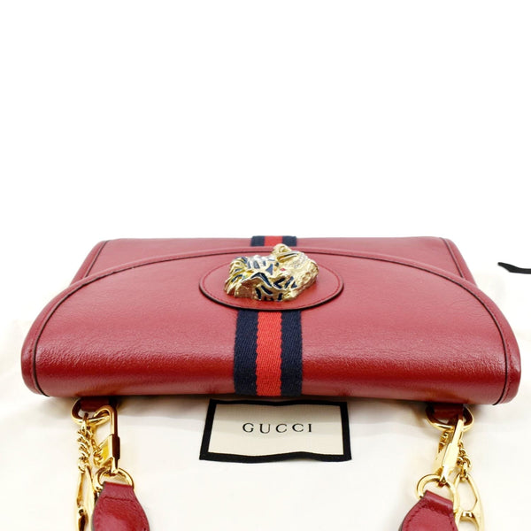 GUCCI Rajah Small Web Leather Shoulder Bag Red 570145