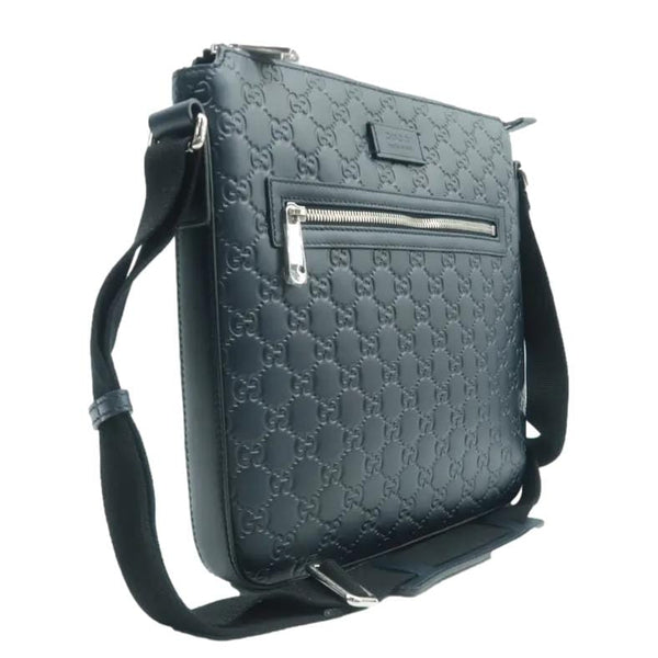 GUCCI Courrier Zip GG Leather Messenger Bag Blue 406408