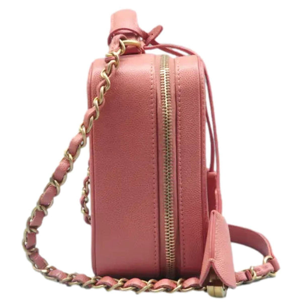 CHANEL Vanity Case Filigree CC Medium Caviar Quilted Shoulder Bag Pink