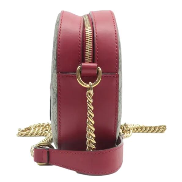 GUCCI Kingsnake Heart Mini GG Supreme Chain Crossbody Bag Red 409535