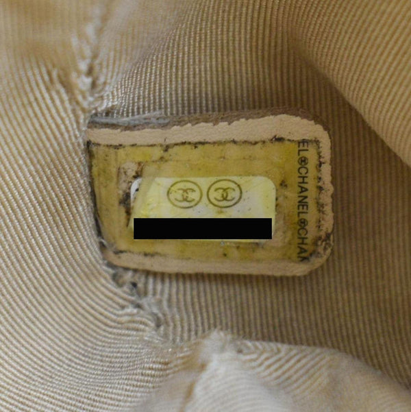 CHANEL CC Lock Bucket Stitched Leather Tote Shoulder Bag Off White