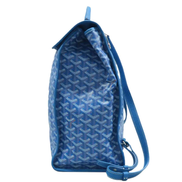 GOYARD Saint Leger Chevron Print Canvas Backpack Sky Blue left side look