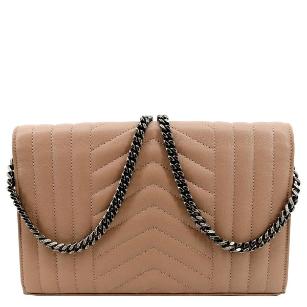 YVES SAINT LAURENT WOC Mixed Matelasse Leather Wallet Dark Beige