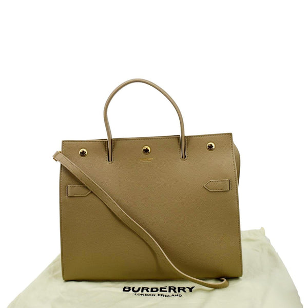 BURBERRY Small Title Leather Tote Bag Beige