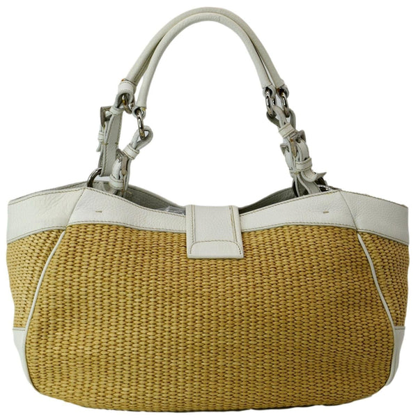 PRADA Paglia Vitello Daino Naturale Leather Satchel Bag Natural