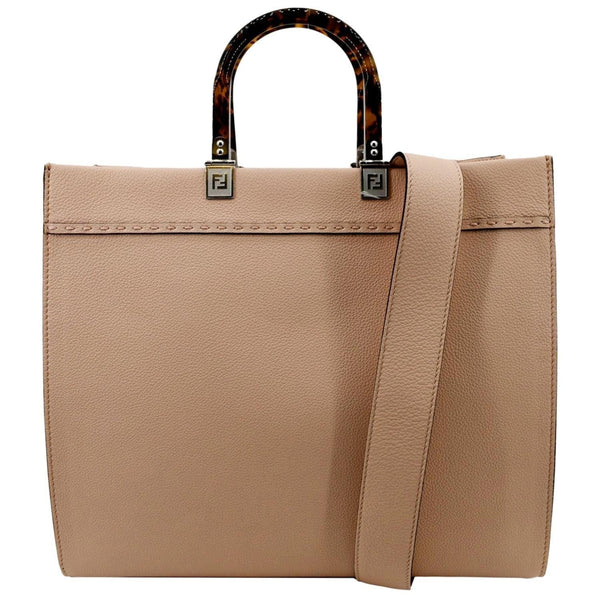 FENDI Sunshine Medium Full Grain Shopper Tote Beige