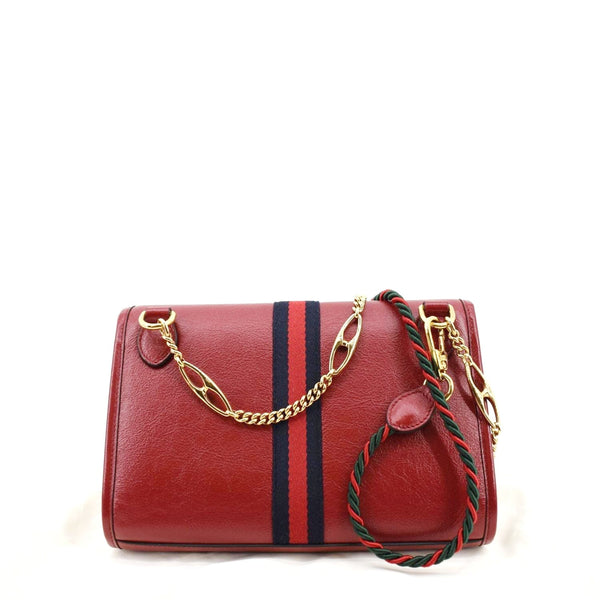 GUCCI Rajah Small Web Leather Shoulder Bag Red 570145
