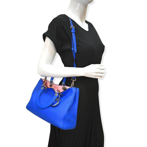 CHRISTIAN DIOR Diorissimo Leather Medium Tote Bag Blue
