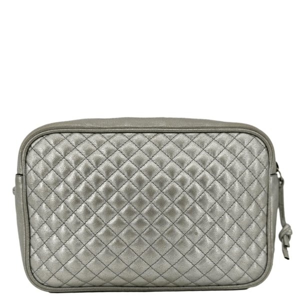 GUCCI GG Small Quilted Leather Shoulder Bag Metallic Silver 541051