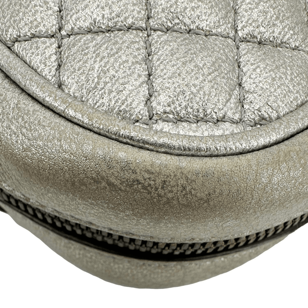 GUCCI GG Small Quilted Leather Shoulder Bag Metallic Silver 541051