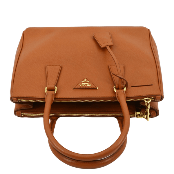 PRADA Galleria Double-Zip Saffiano Leather Tote Bag Orange