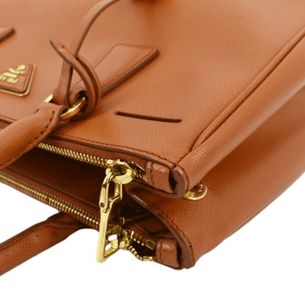 PRADA Galleria Double-Zip Saffiano Leather Tote Bag Orange