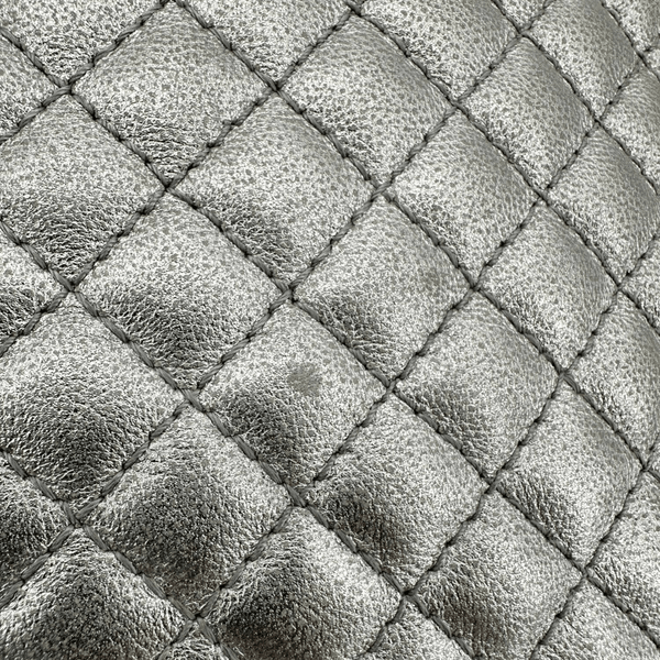 GUCCI GG Small Quilted Leather Shoulder Bag Metallic Silver 541051