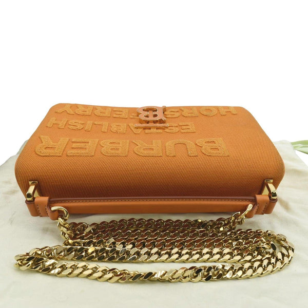 BURBERRY Horseferry Print Lola Canvas Leather Shoulder Bag Orange