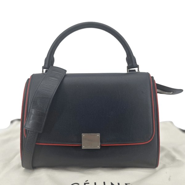 CELINE Trapeze Small 2way Leather Tote Shoulder Bag Blue