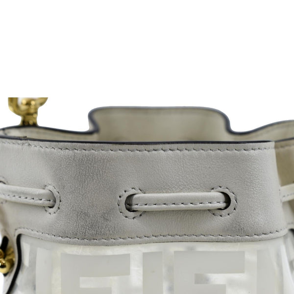 FENDI Mon Tresor Drawstring FF PVC Leather Bucket Bag White