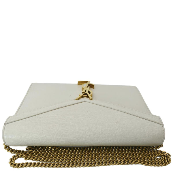 YVES SAINT LAURENT Cassandra Grain De Poudre Embossed Flap Crossbody Bag White