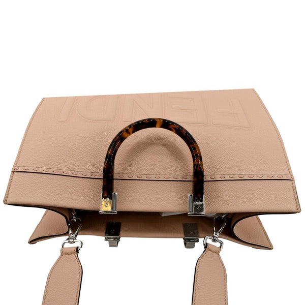 FENDI Sunshine Medium Full Grain Shopper Tote Beige