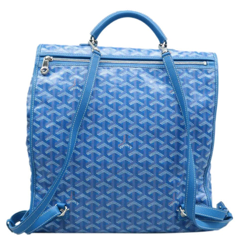 GOYARD Saint Leger Chevron Print Canvas Backpack Sky Blue back look