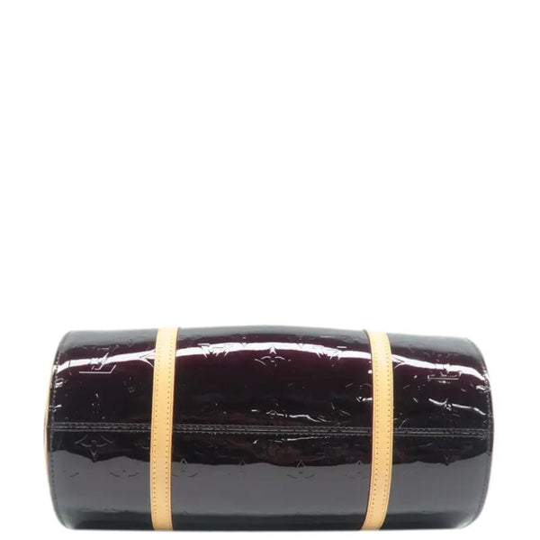 Louis Vuitton Papillon Monogram Patent Leather Shoulder Bag Burgundy