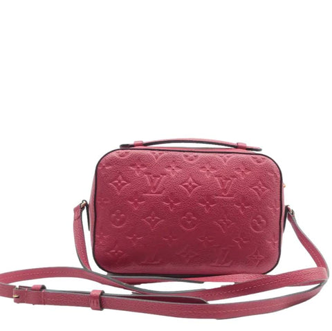 LOUIS VUITTON Saintonge Monogram Empreinte Leather Crossbody Bag Red