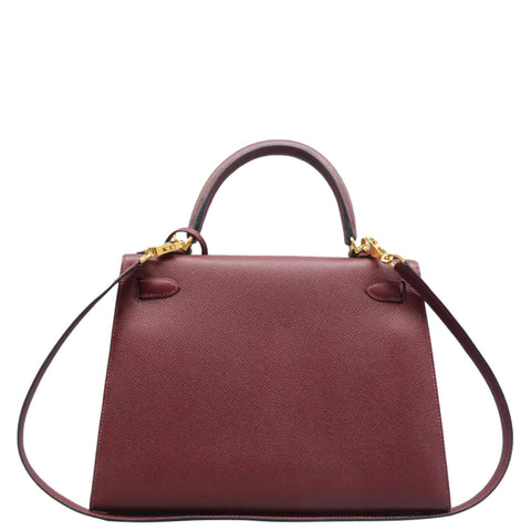 HERMES Kelly 28 Togo Leather Shoulder Bag Red