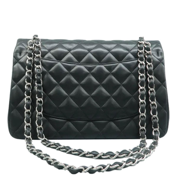 CHANEL Jumbo Classic Double Flap Shoulder Bag Black back look