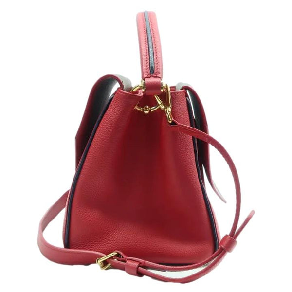 LOUIS VUITTON Double V Grained Calfskin Leather Bag with left side view