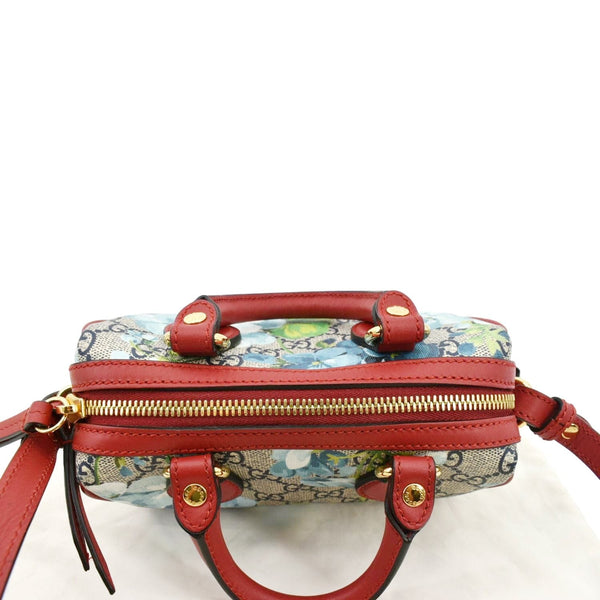 GUCCI Mini Blooms GG Supreme Canvas Top Handle Crossbody Bag Red 546312