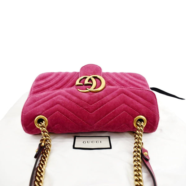 GUCCI GG Marmont Velvet Small Crossbody Bag Pink 443497