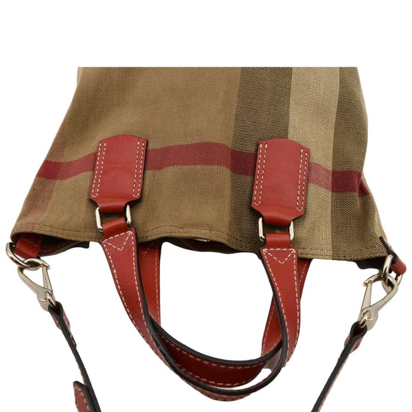 BURBERRY Susanna Medium Check Canvas Bucket Shoulder Bag Brown