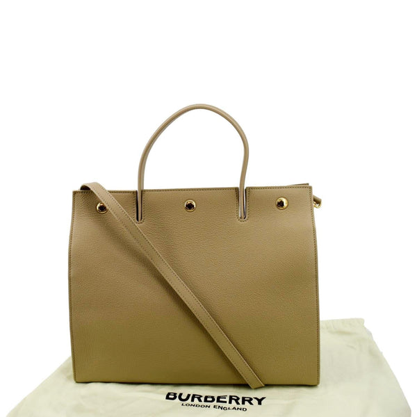 BURBERRY Small Title Leather Tote Bag Beige