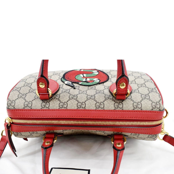 GUCCI Kingsnake Heart Top Handle Leather Boston Bag Beige 409529