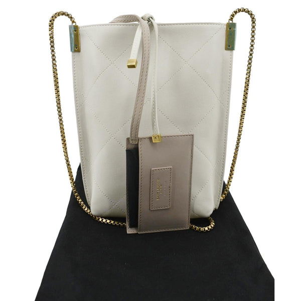 YVES SAINT LAURENT Suzanne Chain Leather Shoulder Bag White