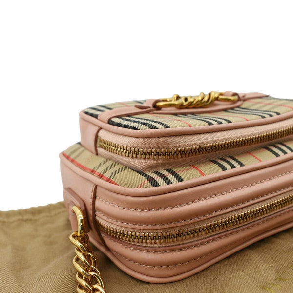 BURBERRY 1983 Knight Check Link Crossbody Camera Bag Light Pink