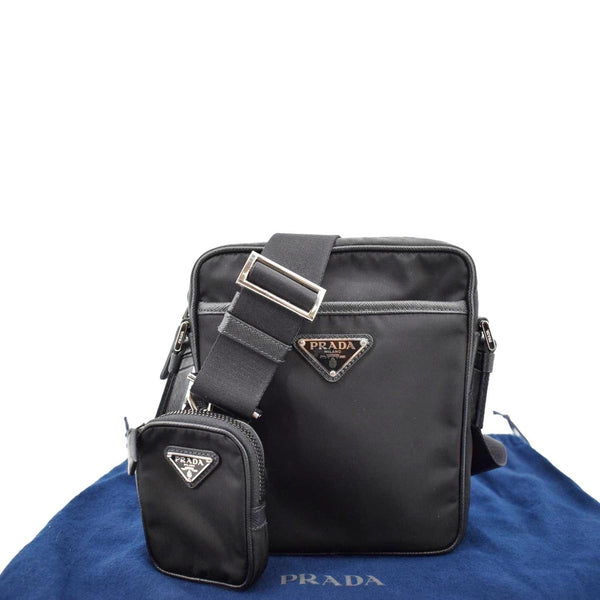PRADA Re-Nylon Saffiano Leather Crossbody Bag Black