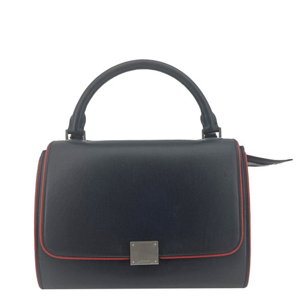 CELINE Trapeze Small 2way Leather Tote Shoulder Bag Blue