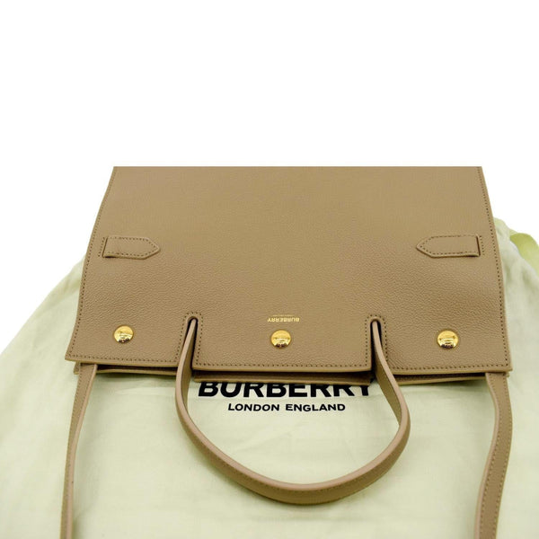 BURBERRY Small Title Leather Tote Bag Beige